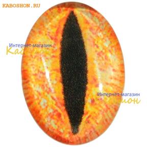 Кабошон стеклянный с принтом-наклейкой "Глаз" овальный 18х13 мм