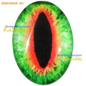 Кабошон стеклянный с принтом-наклейкой "Глаз" овальный 18х13 мм
