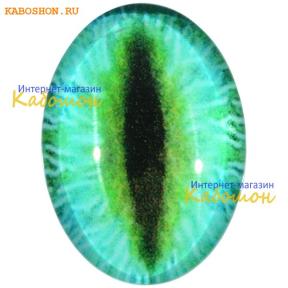Кабошон стеклянный с принтом-наклейкой "Глаз" овальный 18х13 мм