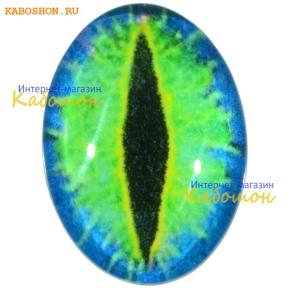Кабошон стеклянный с принтом-наклейкой "Глаз" овальный 18х13 мм