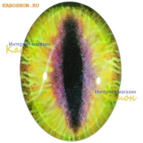 Кабошон стеклянный с принтом-наклейкой "Глаз" овальный 18х13 мм