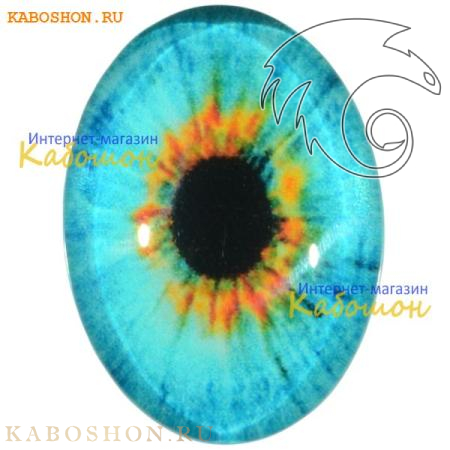 Кабошон стеклянный с принтом-наклейкой "Глаз" овальный 18х13 мм 411820