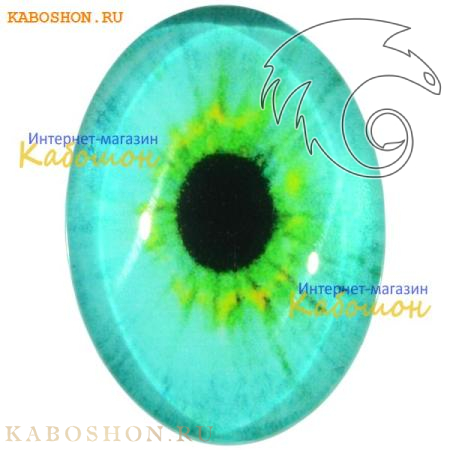 Кабошон стеклянный с принтом-наклейкой "Глаз" овальный 18х13 мм 411821