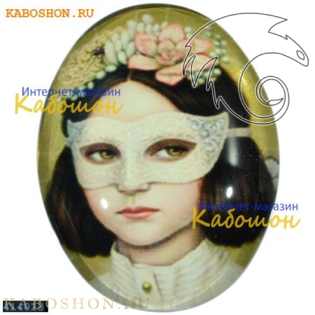 Кабошон стеклянный с принтом-наклейкой овальный 40х30 мм 414013