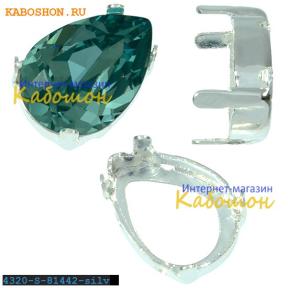 Оправа для Swarovski 4320 Pear Fancy stone 14х10 мм посеребр.