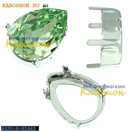 Оправа для Swarovski 4320 Pear Fancy stone 18х13 мм родий