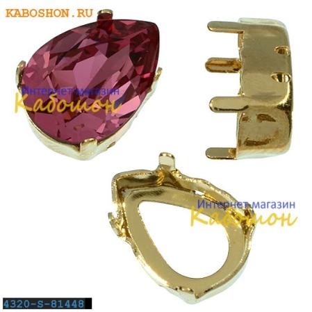 Оправа для Swarovski 4320 Pear Fancy stone 14х10 мм золото