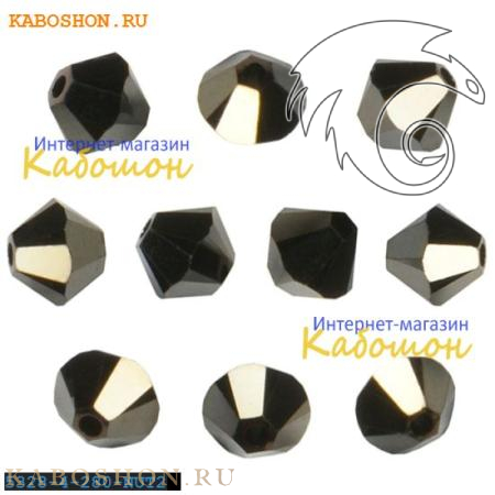 Swarovski Xilion beads 4 мм Jet Nut 2x 5328-4-280-NUT2