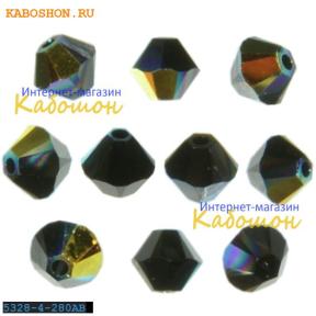 Swarovski Xilion beads 4 мм Jet AB