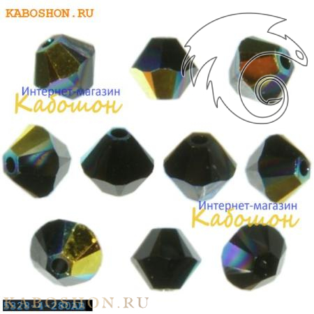 Swarovski Xilion beads 4 мм Jet AB 5328-4-280-AB