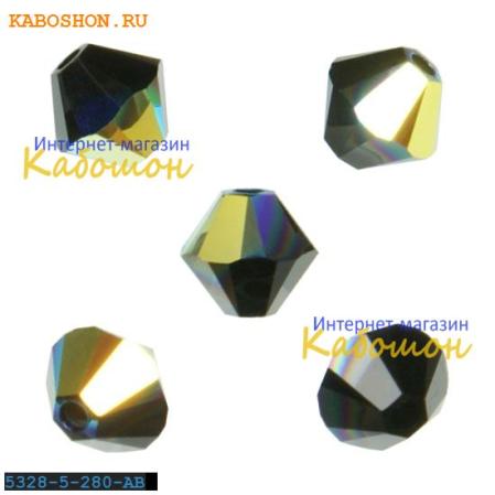 Swarovski Xilion beads 5 мм Jet AB