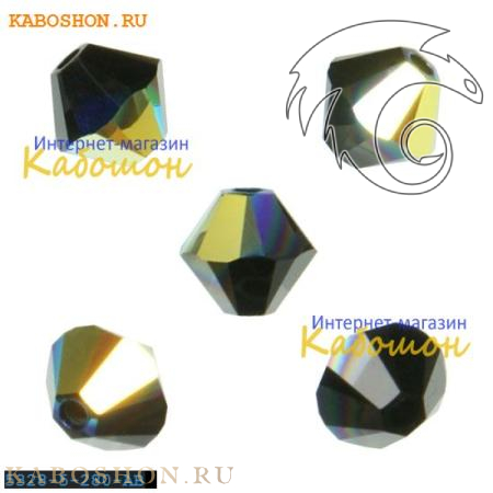 Swarovski Xilion beads 5 мм Jet AB 5328-5-280-AB