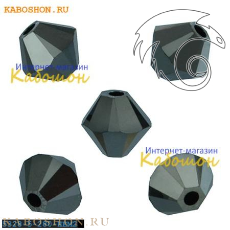 Swarovski Xilion beads 5 мм Jet Hematite 2x 5328-5-280-HEM2