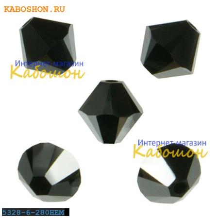 Swarovski Xilion beads 6 мм Jet Hematite