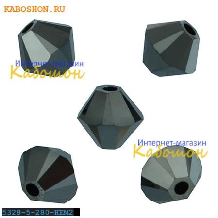 Swarovski Xilion beads 6 мм Jet Hematite 2x