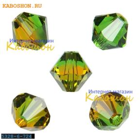 Swarovski Xilion beads 6 мм Fern Green-Topaz Blend