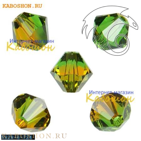 Swarovski Xilion beads 6 мм Fern Green-Topaz Blend 5328-6-724