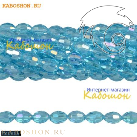 Бусины стеклянные овальные граненые 10х8 мм светлый аквамарин 721015