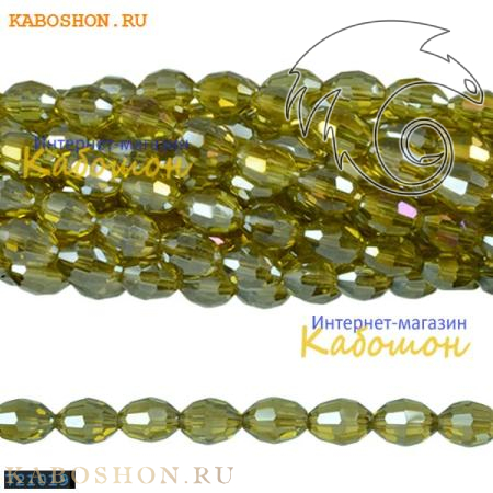 Бусины стеклянные овальные граненые 10х8 мм лимонные 721019