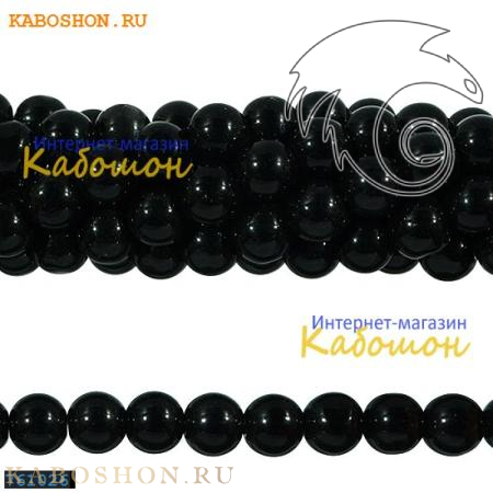 Бусины стеклянные круглые 10-10,5 мм черные 761026