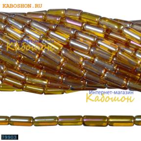 Бусины стеклянные трубочки 9х4 мм коньячный топаз