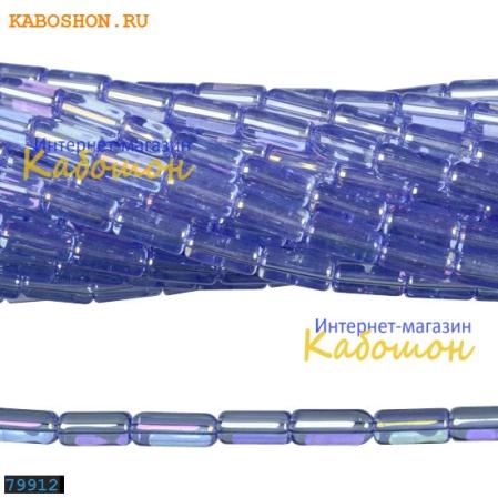 Бусины стеклянные трубочки 9х4 мм светлый сапфир