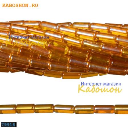 Бусины стеклянные трубочки 9х4 мм рыжие