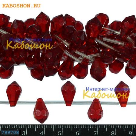 Бусины стеклянные капельки 15х9 мм темно-красные