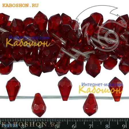 Бусины стеклянные капельки 15х9 мм темно-красные 799708