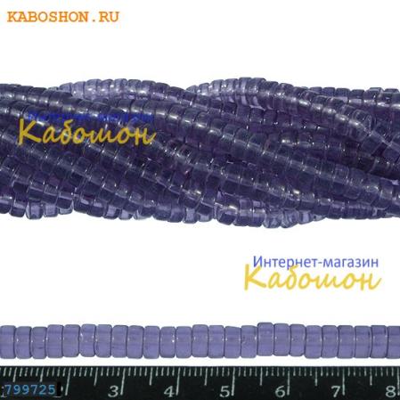 Бусины стеклянные 6х3 мм танзанит