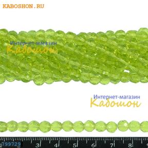 Бусины стеклянные граненые 6 мм светло-зеленый (лайм)