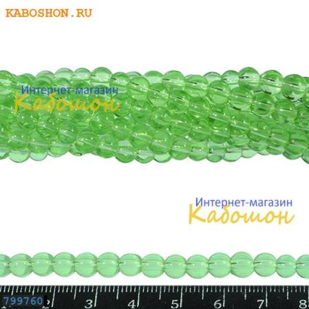 Бусины стеклянные 6х5 мм бледно-зеленые