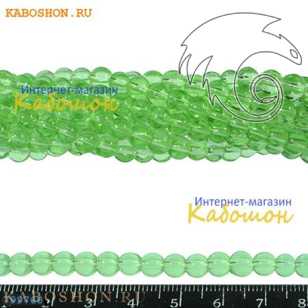 Бусины стеклянные 6х5 мм бледно-зеленые 799760