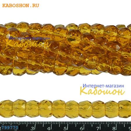 Бусины стеклянные граненые рондели 11х8 мм коньячные