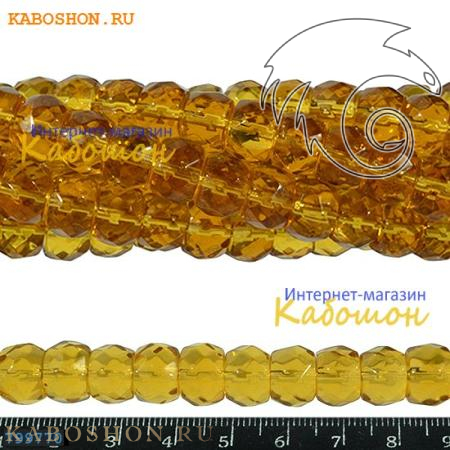 Бусины стеклянные граненые рондели 11х8 мм коньячные 799770