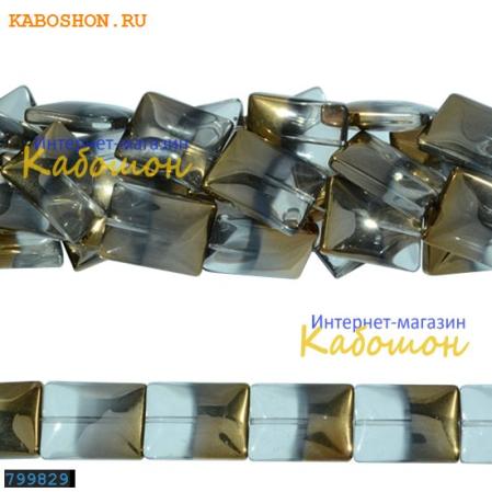 Бусины стеклянные прямоугольные 20х16 мм хрусталь