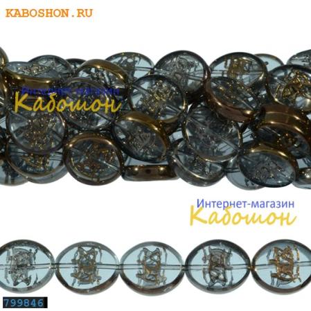 Бусины стеклянные плоские овальные 18х15 мм хрусталь