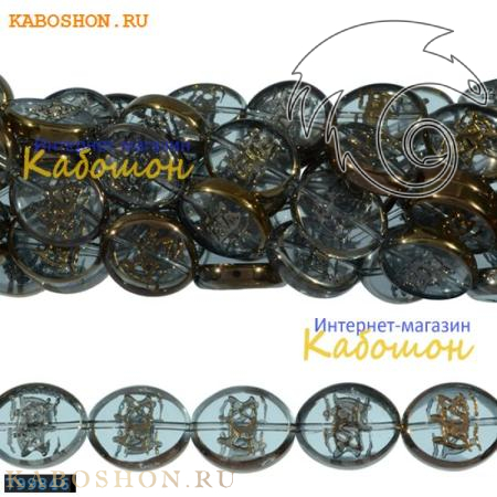 Бусины стеклянные плоские овальные 18х15 мм хрусталь 799846