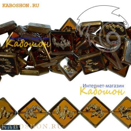 Бусины стеклянные квадратные 19х19 мм коричневые 799853