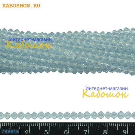 Бусины стеклянные граненые 3 мм бледно-голубые