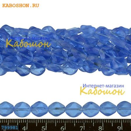 Бусины стеклянные граненые 9х4 мм синие