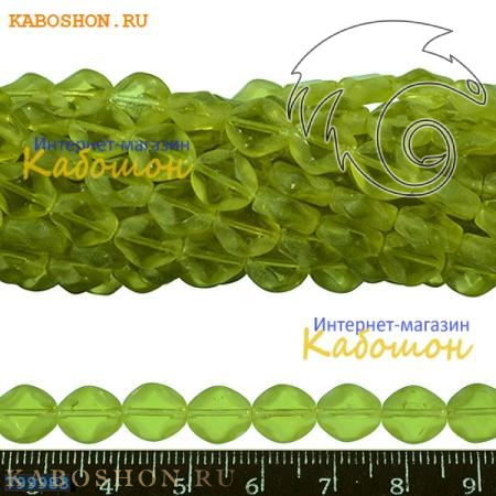 Бусины стеклянные граненые 9х4 мм светло-зеленые (лайм) 799983