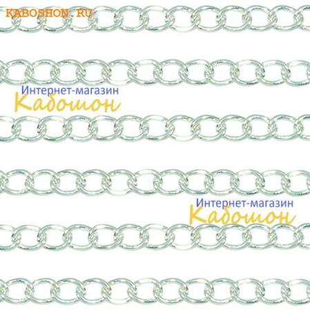 Цепочка 6х4,5 мм посеребренная (25 см)