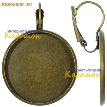 Швензы с оправой для кабошона 25 мм старинная бронза (1 пара)