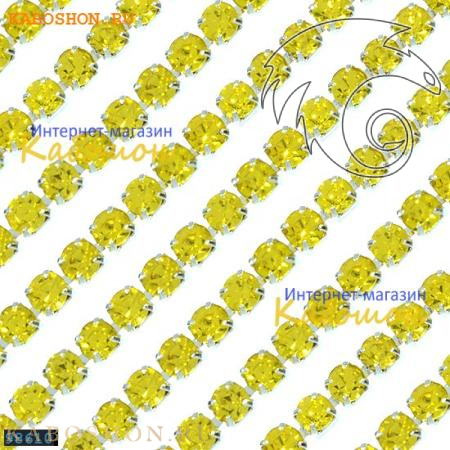 Цепь со стразами 2 мм Citrine-Silver 98610