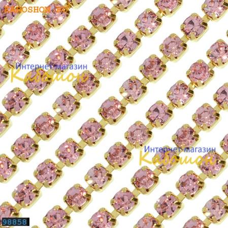 Цепь со стразами 3 мм Rose-Gold