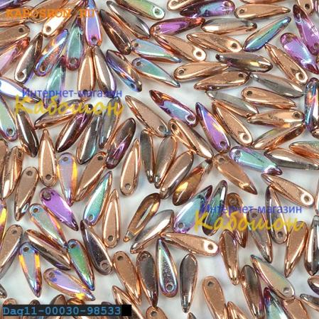 Glass Dagger 3х11 мм Crystal Copper Rainbow