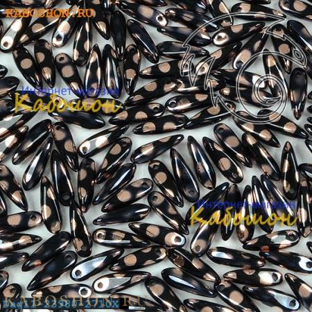 Glass Dagger 3х11 мм Jet Capri Gold Dots Dag11-23980-2710X-1