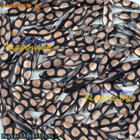 Glass Dagger 5х16 мм Jet Capri Gold Dots Matted Dag16-23980-2717A-1