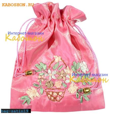 Подарочная сумочка сатин 21х17 см ярко-розовая bag-satin19